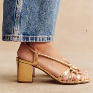 Sezane Gloria sandals size 42/11 smooth gold